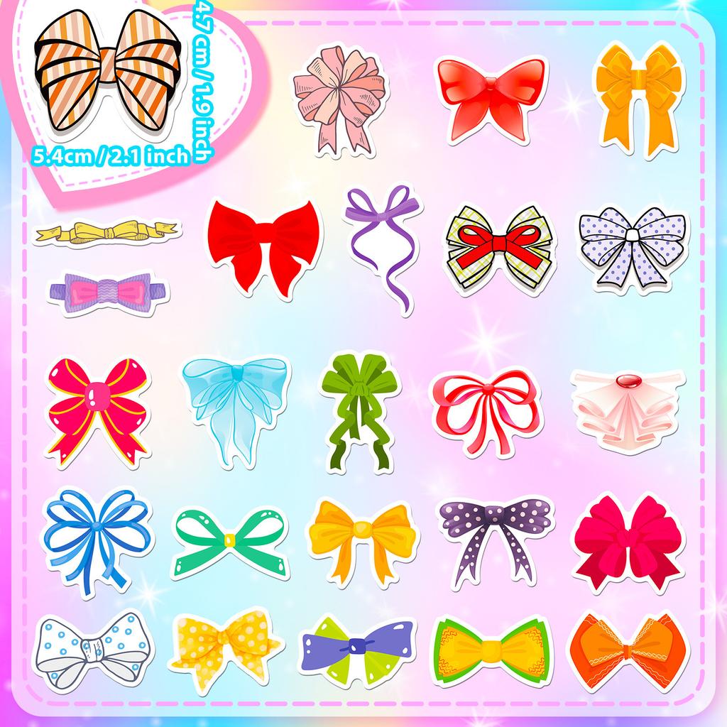 50 Bow Stickers Girl Princess Little Girl Bow Kids Puzzle Bonus Stickers