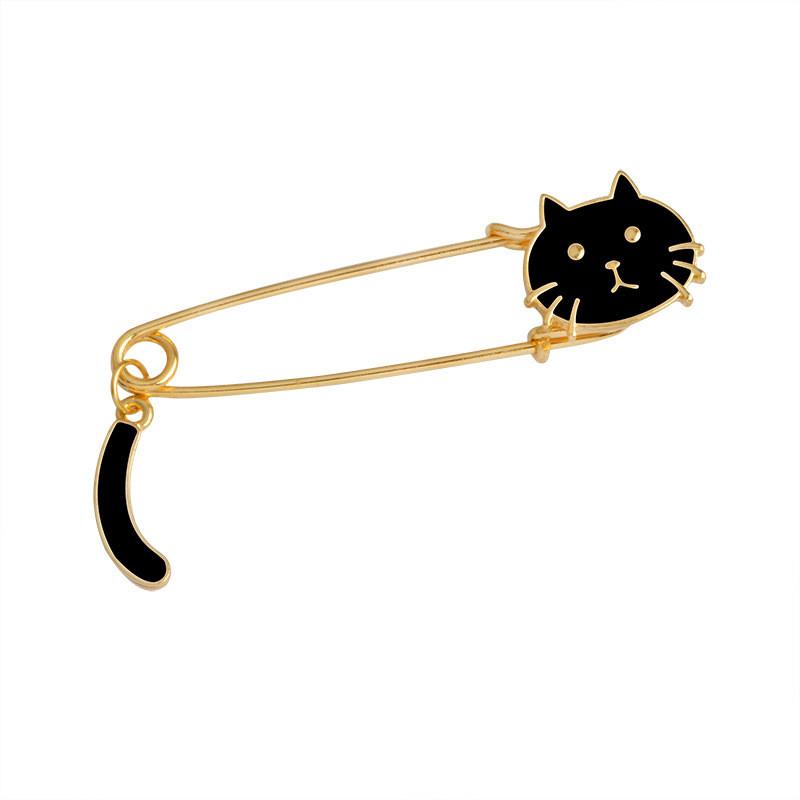 Playful Fashionable And Alloy Brooches With Cute White Cat And Black Cat Styles For Personalization Unique