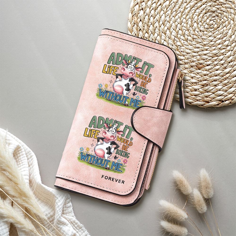 Funny Cow Print Wallet Cute Leather Purse Women Long Card Holder Fashion