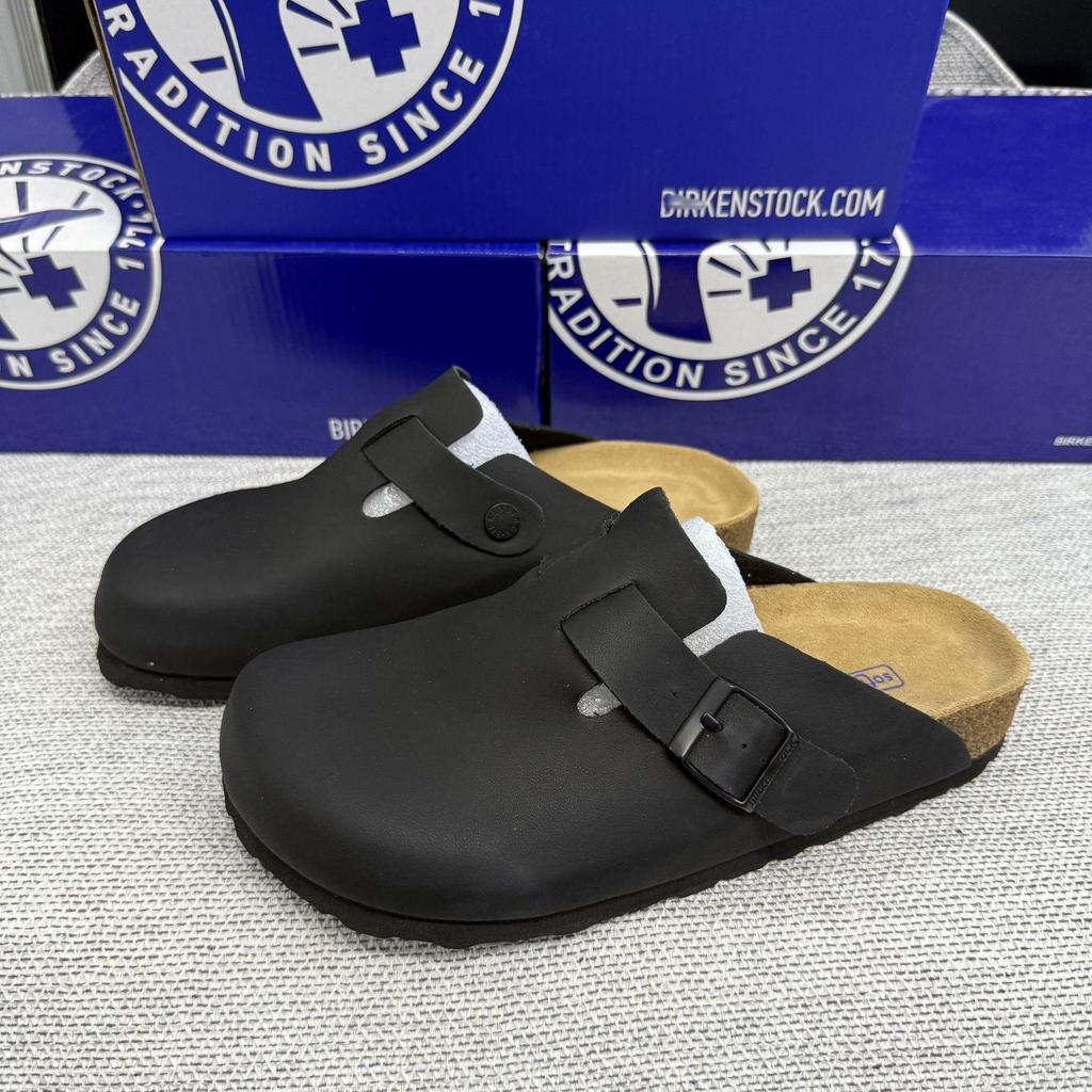 Men’s BK Genuine Leather Retro Toe Semi-Slippers - New, Versatile, and Comfortable Birkenstock Shoes