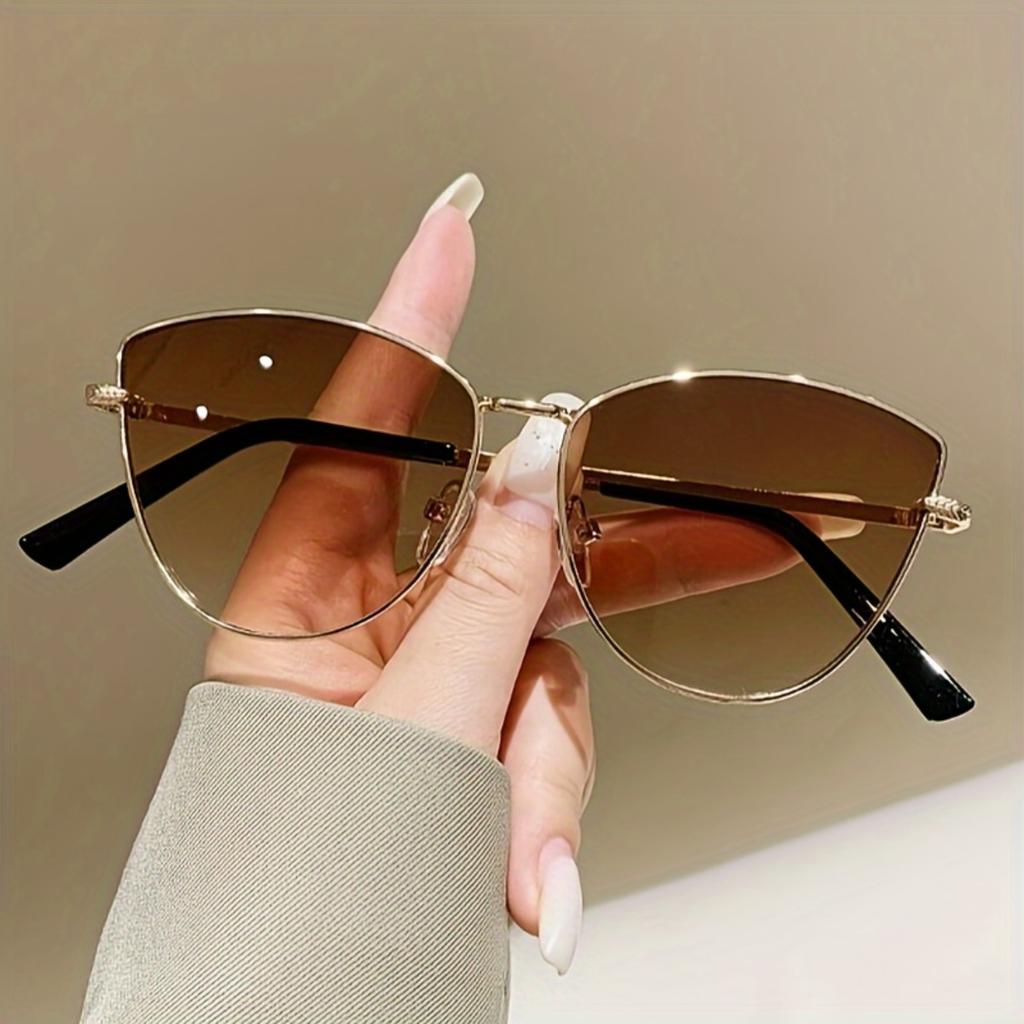 Cat Eye SunGlasses Women Metal Frame Trendy  Glasses Trendy Vintage Style Shades Cute Eyewear for Ladies