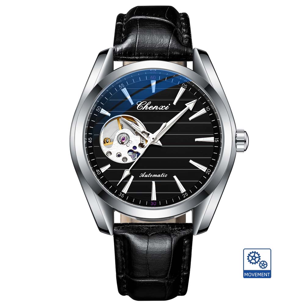 CHENXI Men's Fully Automatic Skeleton Mechanical Watch Water-Resistant Stainless Steel Stylish Mechanical Watch Watches for Man
