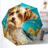 0106 Floral Dog  pattern, automatic folding umbrella, portable and foldable design, 8 ribs, a Christmas or birthday gift.