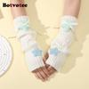 Botvotee Sleeves for Women Y2k Accessories Sweet Pink Bow Half Finger Free Shipping Arm Warmers Preppy Style Fingerless Gloves
