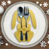 4pcs Easter Bunny Tableware Holders Reusable Rabbit Pattern Knife Fork Bag Creative Easter Party Cutlery Kitchen Accessories