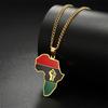African Map Fist Symbol Pendant Necklace Stainless Steel Country Ethiopia Flag Map Necklaces Lives Matter Ethnic Jewelry