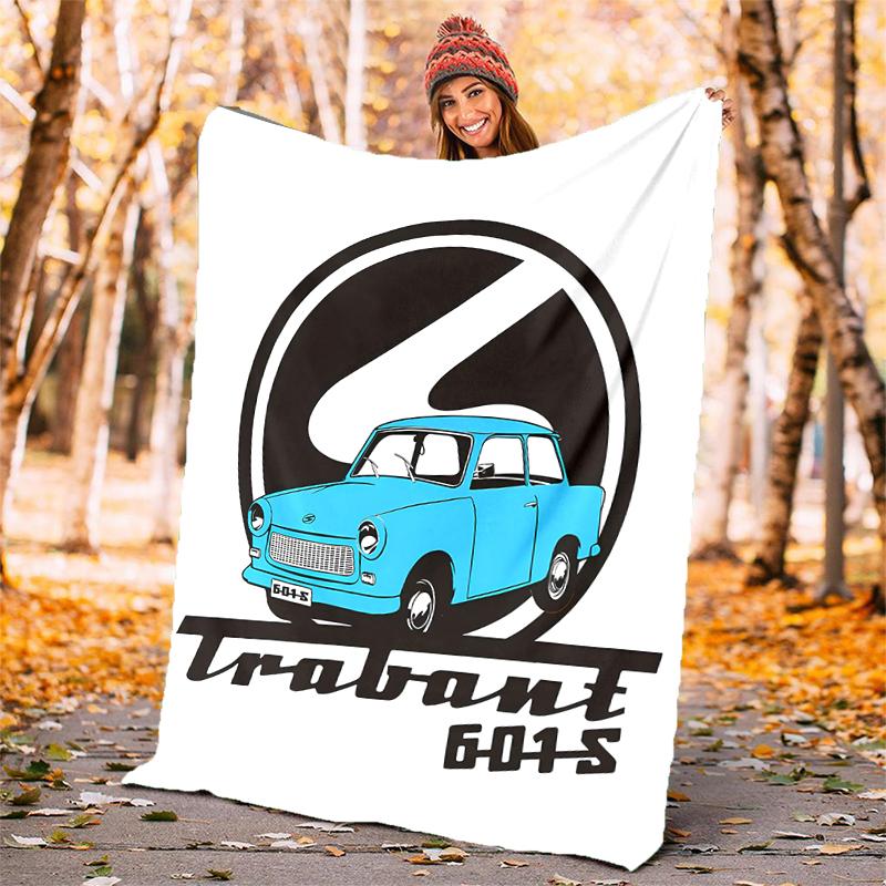 Trabant 601 Flannel Blanket Soft Warm All-Season Throw, Design for Camping, Car Travel, Hiking Sofa, Bed, Office Perfect Gift for Parties