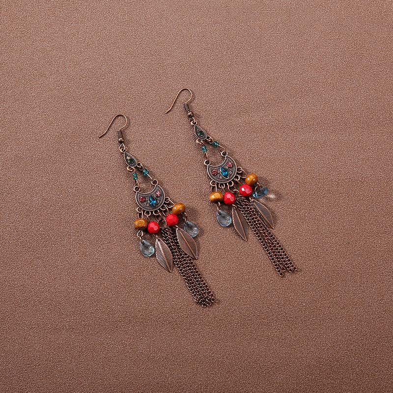 Handmade Retro Bohemian Ethnic Tassel Earrings for Women, Long Thai Style