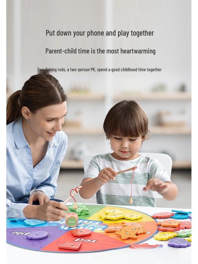 Magnetic Wooden Fishing Game for Toddlers: Colorful Educational Floor Mat for Kids & Parents