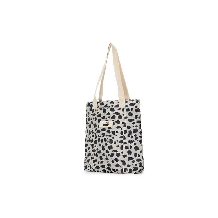 Puma Leopard Print Casual Fabric Shoulder Tote Bag Women Bags 079472-04 Oat-Animal Print,Regular