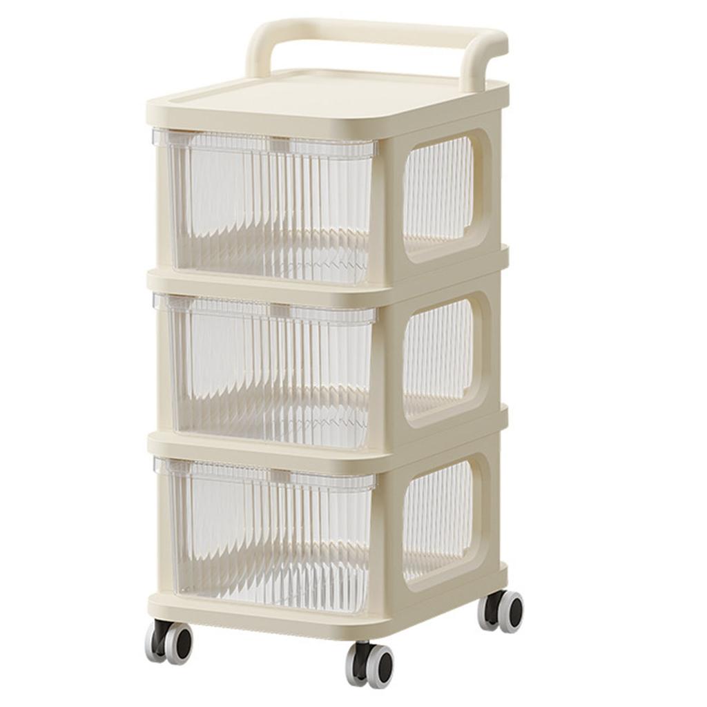 Drawer Storage Cart with Organizer Top Transparent Rolling Storage Cart with Smooth 4 Wheel Roll