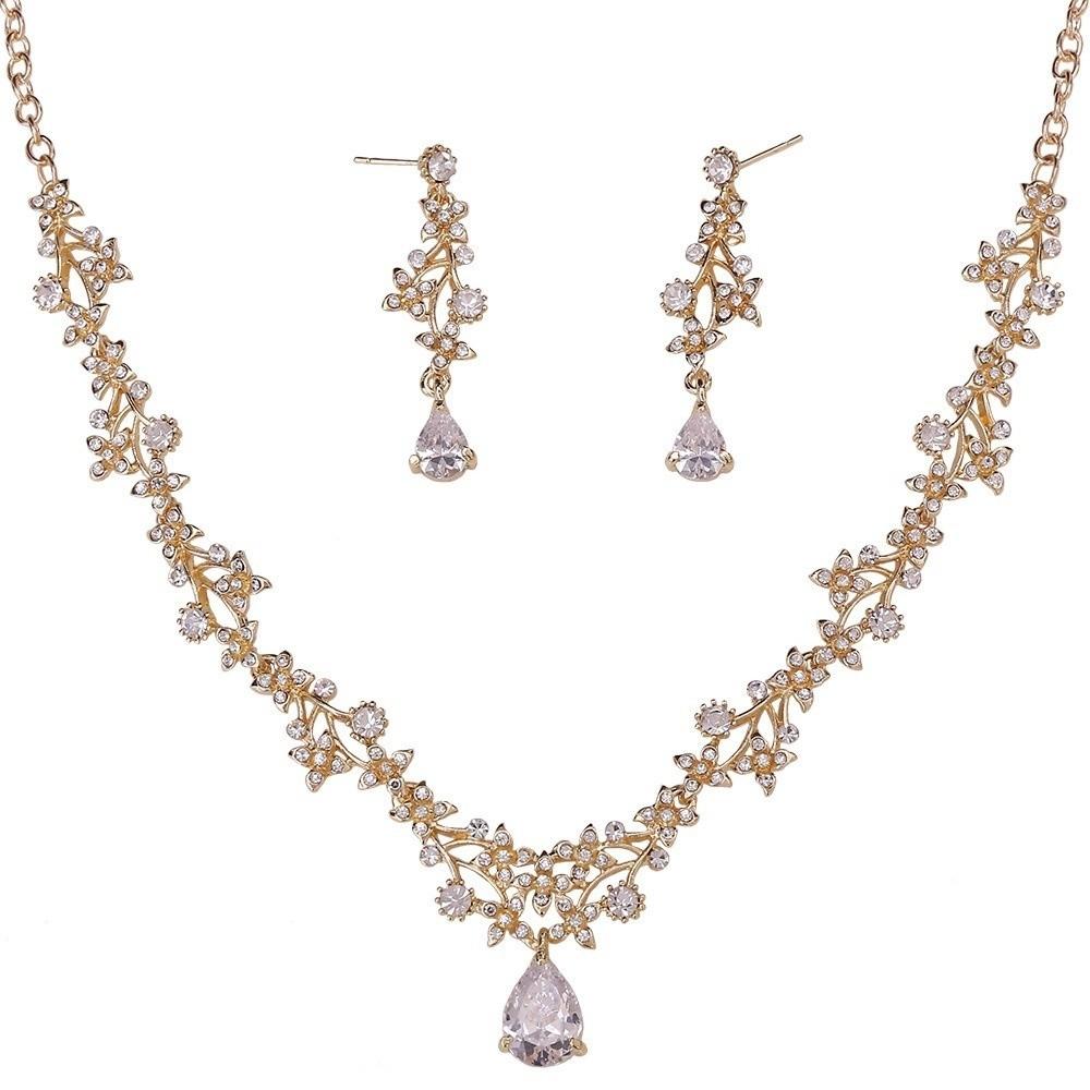 Elegant Necklace Earring Set Sparkling Crystal Bridal Necklace Wedding Jewelry Bridal Wear