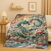 HD Yin Yang Element Dragon Chinese Loong Cartoon Flannel Blanket,Ultra Soft Warm Plush Throw for Home Bedroom Bed Sofa Cover Kid