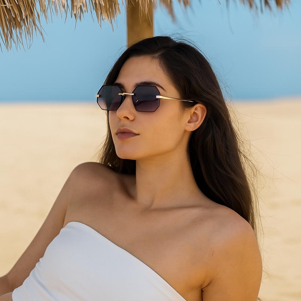 Multicolor Sun Glasses Vision Care Men UV400 Eyewear Trendy Frameless Sunglasses  Selfie