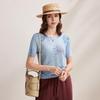 Zhaojun 2026 Women's Linen Jacquard Knit Short-Sleeve T-Shirt