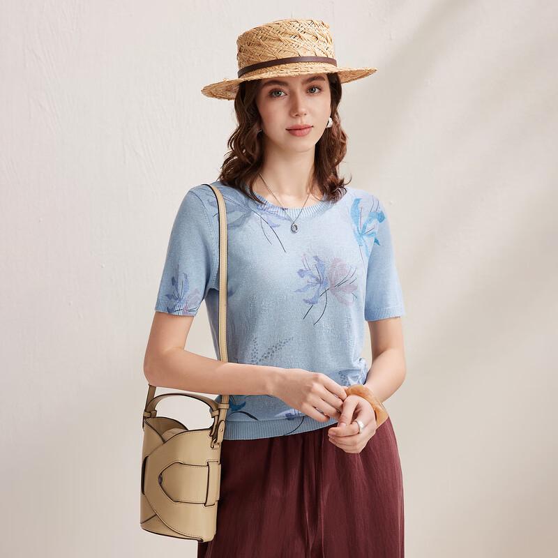 Zhaojun 2026 Women's Linen Jacquard Knit Short-Sleeve T-Shirt
