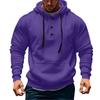 Mens  Hoodies Vintage Casual Quarter Button Up Hooded Workout Sweatshirts Fall Winter Pullover Hoody
