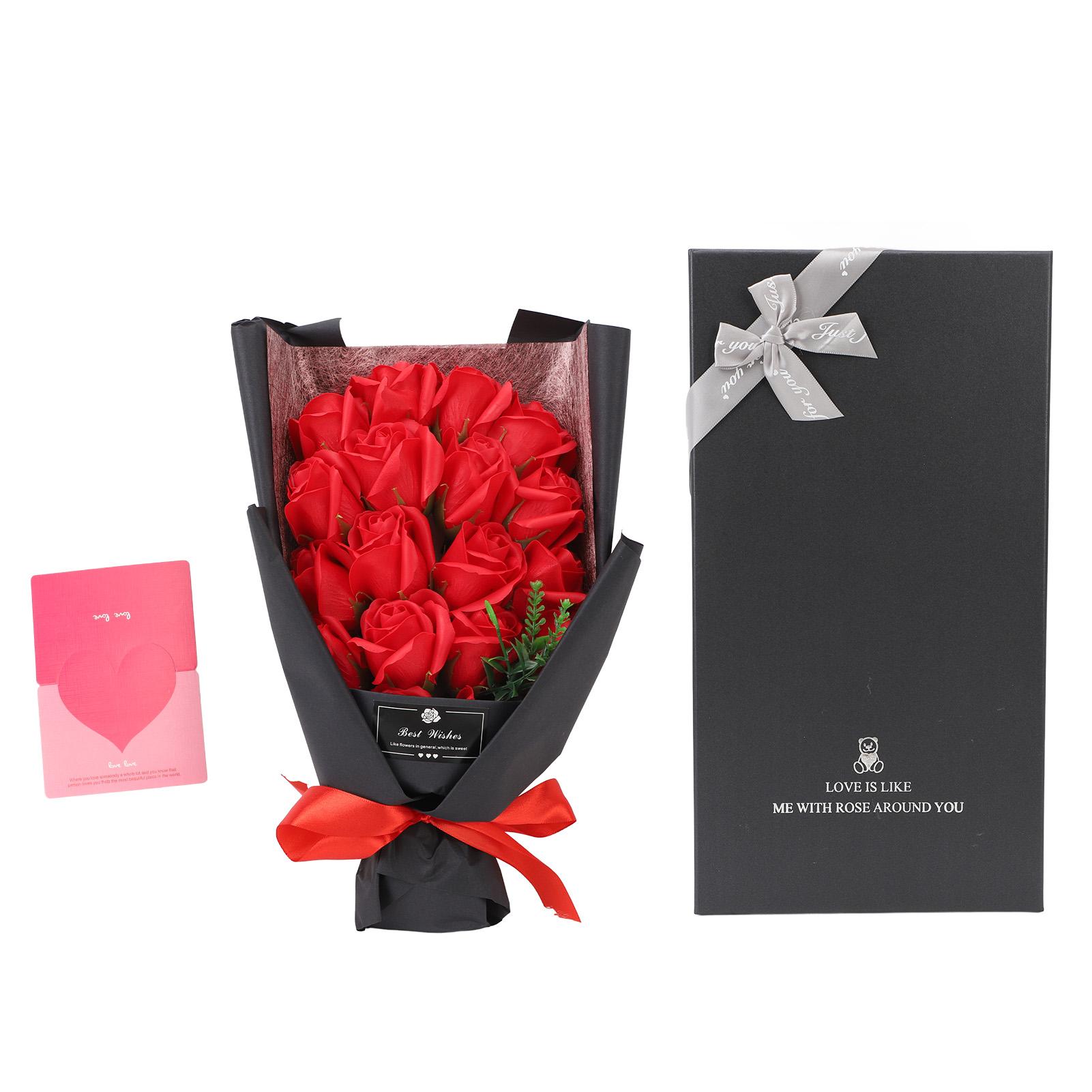 

18 шт. искусственных роз, реалистичные розы, букет, искусственные цветы, пластиковые поддельные розы для валентинки Bright Red