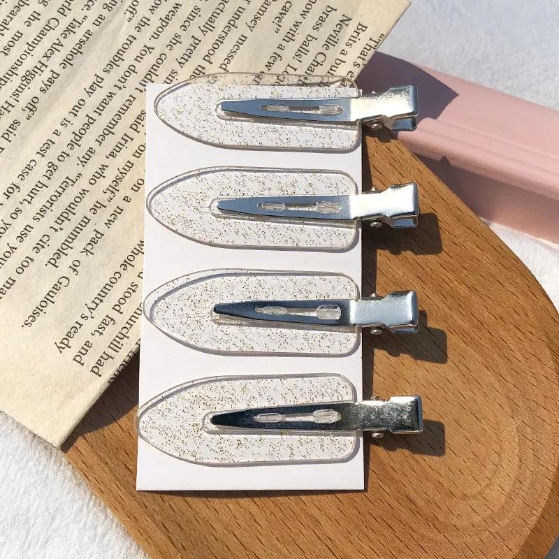 Side Bangs Barrette Makeup Washing Face Accessories Women Girls Styling Hairpins 4pcs Set No Bend Seamless Hair Clips
