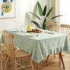 Retro Green and White Striped Ruffle Edge Thickened Fabric Home Waterproof and Dustproof Pleated Tablecloth