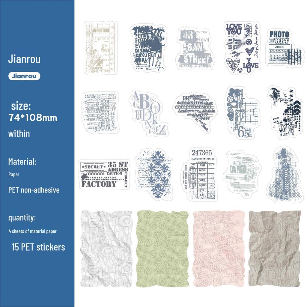 Vintage Nostalgic Embossed Story Paper Stickers (19 Sheets)
