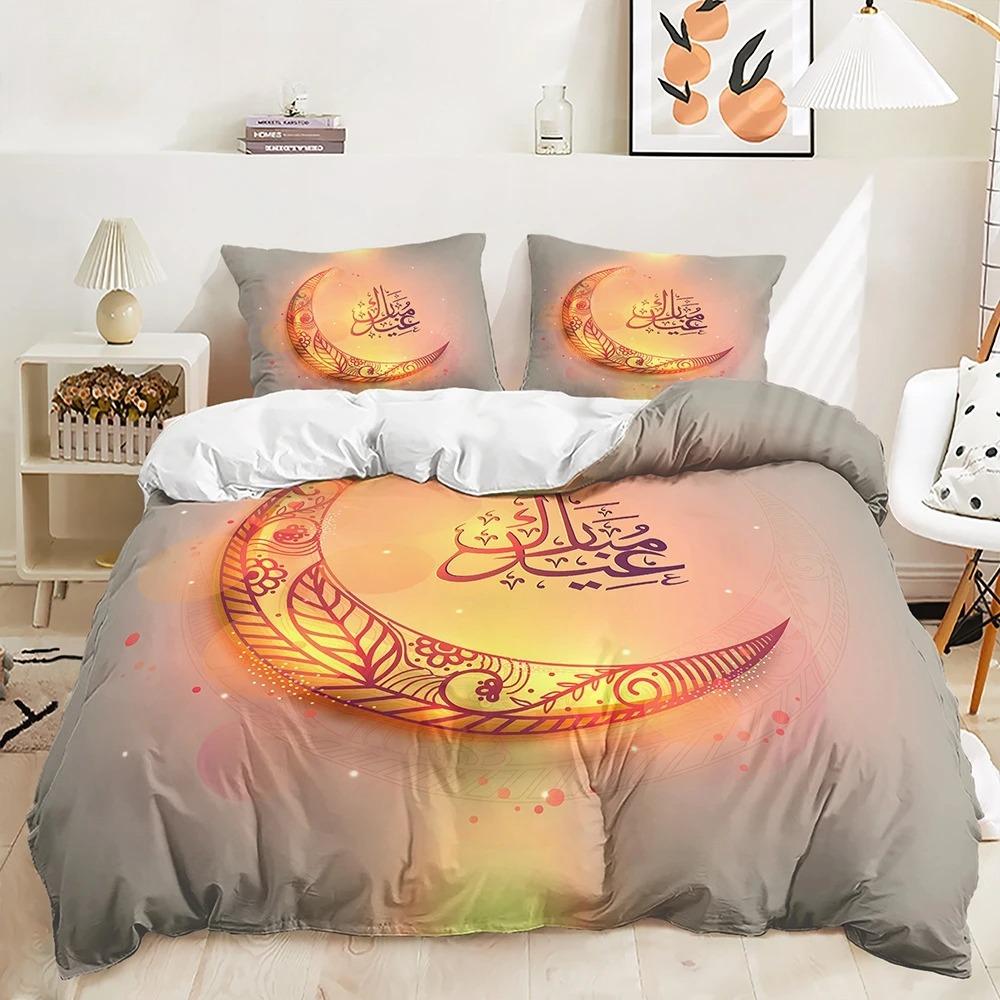 Stars And Moon Duvet Cover Twin King Muslim Ramadan Festival Bedding Set Microfiber Lamp Comforter Cover For Teen Adult Decor