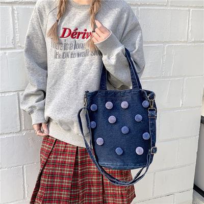 Borsa a mano di grande capacità per pendolari in denim a secchiello Borsa a spalla da donna