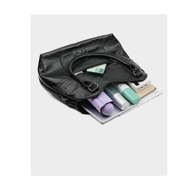 Large Capacity Soft Leather Minimalist Casual Tote Bag for Ladies