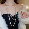 Elegant Minimalist Long Pearl Necklace - French Light Luxury High-End Women's Sweater Chain
