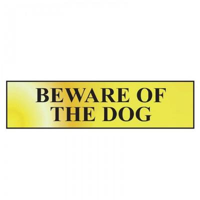 Scan Beware Of The Dog - Polished Brass Effect 200 X 50mm