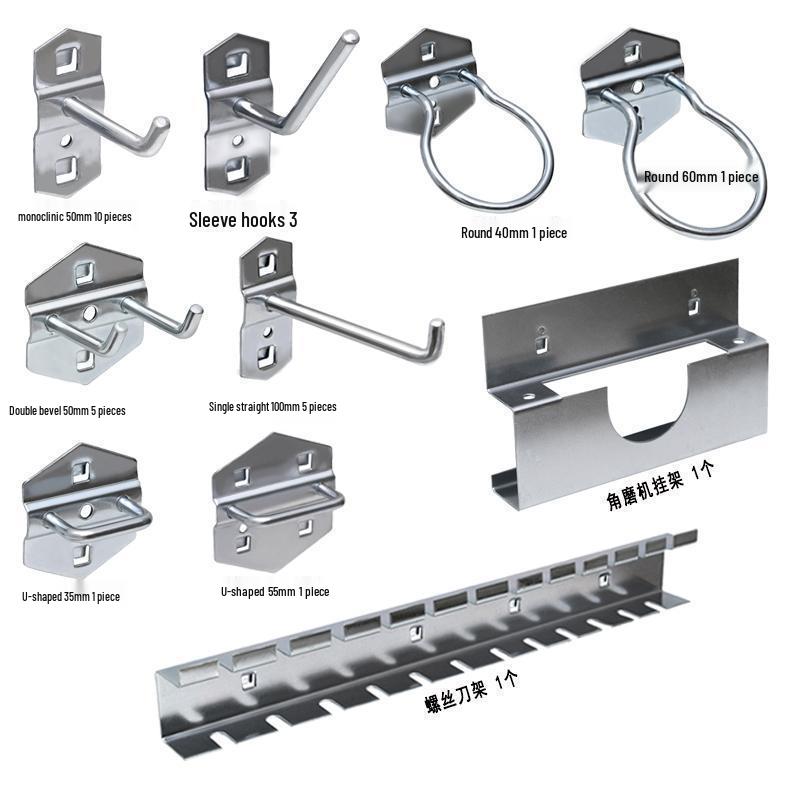 Square Hole Shelf Tool Rack with Hooks for Screwdrivers & Magnetic Strip