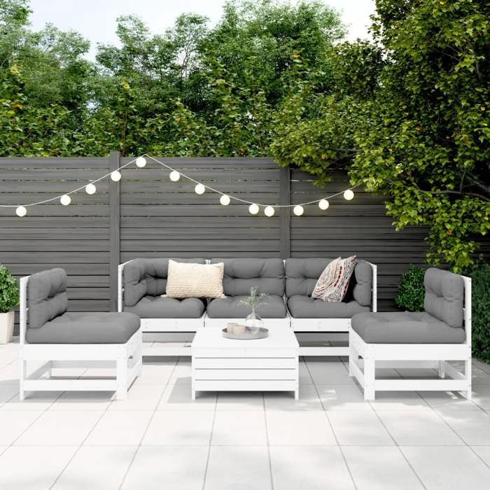 VidaXL Garden Lounge Set 6 Pcs White Solid Pine Wood 3250713
