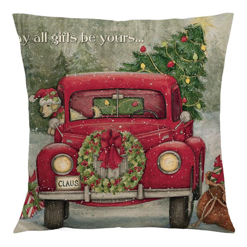 Throw Pillow Case Retro Christmas Cartoon Living Room Bedroom Cushion Pillow