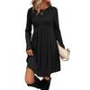 Women's Long-sleeved, Round-neck, High-waisted, Pocketed, Striped Dress
