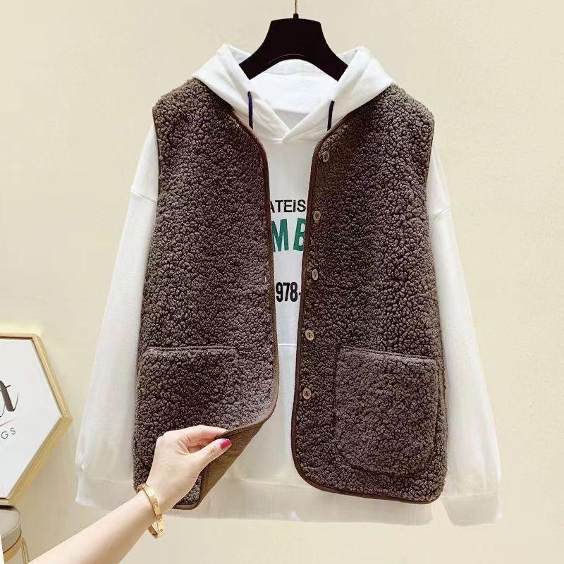 Vestă de pluș de primăvară și toamnă Vestă pentru femei Jachetă Îmbrăcăminte exterioară Vestă Vestă largi de culoare solidă