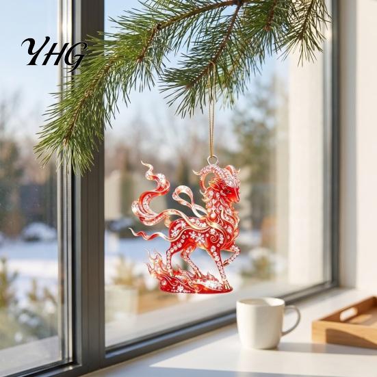 National Trend Home Decor 2D Acrylic Goat Christmas Hanging Ornament, 3.15 Inch Farm Animal Xmas Tree Lightweight Crafts Decoration for Car Rear View