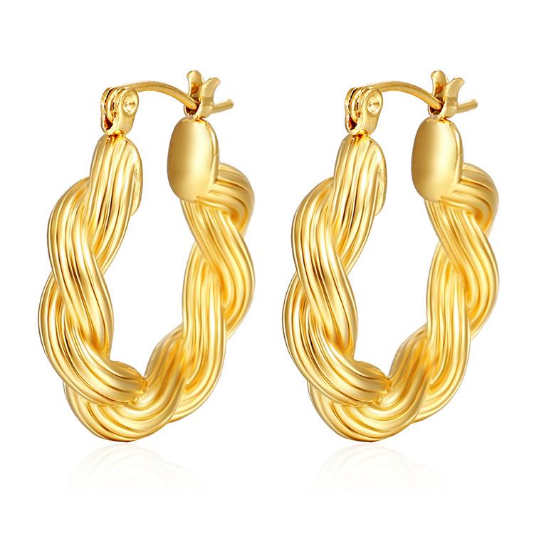 Twist Twist Line Earrings, Simple Light Luxury Earrings, The Same Cast Earrings 18k Gold Spot