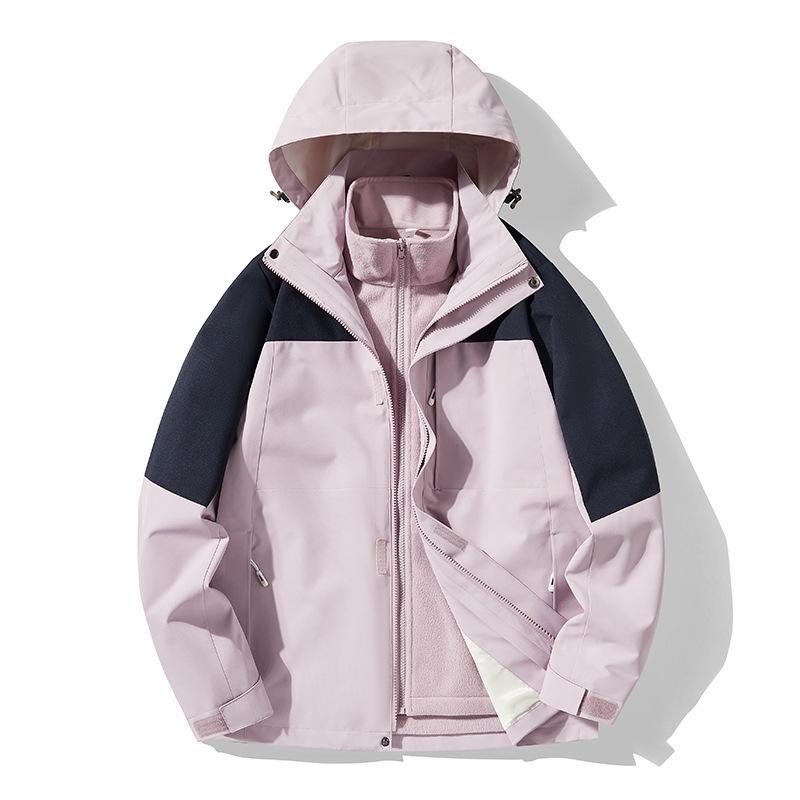 New Outdoor Jacket for Women, Windproof and Waterproof Three-in-one Detachable Two-piece Set, Thickened