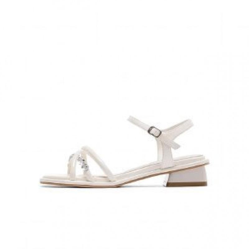 Celebrity Style Silver High-heeled Sandals Women's 2025 New Rhinestones with High Heels, Summer Wear Open-toed Roman Shoes