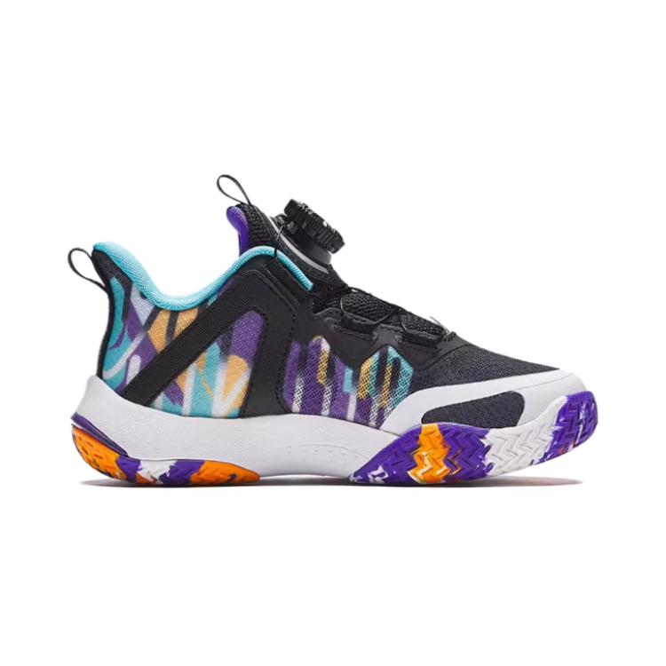 Anta Kids Reverse Scale Fabric Professional Basketball Shoes Comfortable Shock Absorption Low Top Kids sneaker Black Blue 312439955-3
