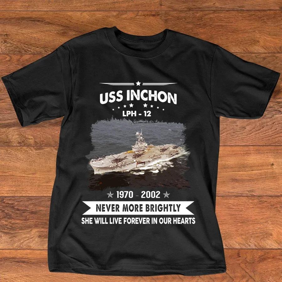 

USS Inchon LPH 12 Amphibious Assault Ship Naval Veteran TShirt 100 Cotton ONeck Short Sleeve Casual Mens Tshirt Size S3XL S