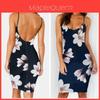 Abito estivo alla moda con stampa floreale premium per donna, sexy, senza schiena, aderente, slip dress