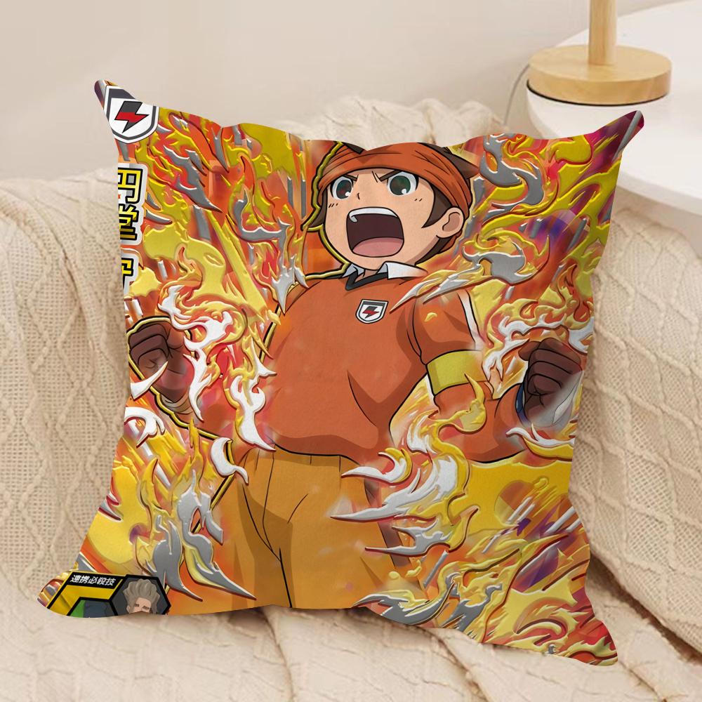 IInazuma ElevenS Anime Cushion Cover Silky Short Plush Invisible Zipper Dustproof Sofa Pillow Case For Home Decor