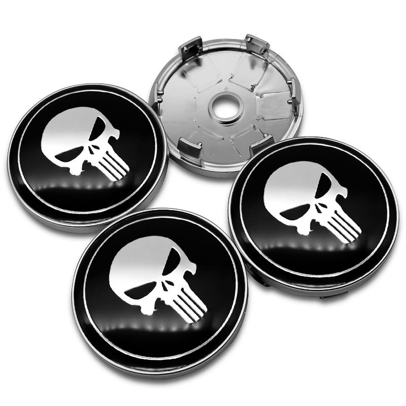 4PCS 56MM 60MM Skull Emblem Wheel Center Hub Cap Car Rims Dust-proof Cover Hubcaps Sticker Auto Styling Accessories