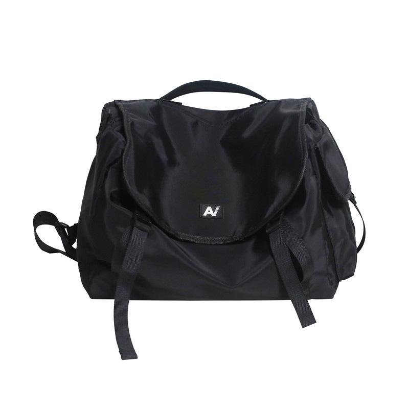 Stylish Street Fashion Crossbody Bag For Men And Women Trendy Nylon Material Breathable Letter Pattern Black Color