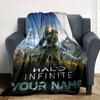 Name Custom Halo Print Flannel Blanket High Quality Warm Comfortable Cover for All Seasons Perfect for Gifts Home Decor