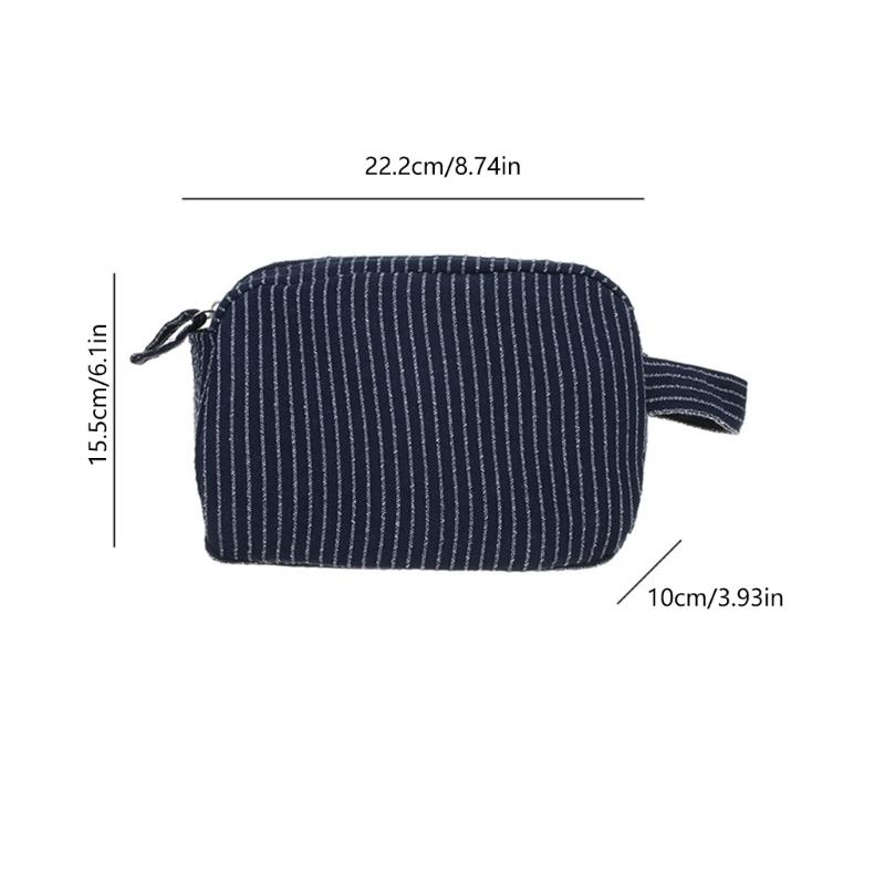 Große gestreifte Reise-Organizer-Tasche Perfekt für Make-up Hautpflege und Toilettenartikel Hergestellt aus hochwertigem Polyestergewebe