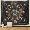 VIKAMA Bohemian Moon Phase Flower Tapestry Vintage Taro Style Wall Decoration Bedroom Living Room Sofa Background Wall Decor