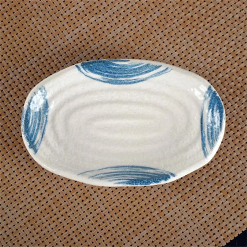 Oval Sushi Dish Japanese Ceramic Bone Plate Dinner Dishes Snack Ceramic Dinner Plates Dish Set Serving Dish Restaurant Supplies