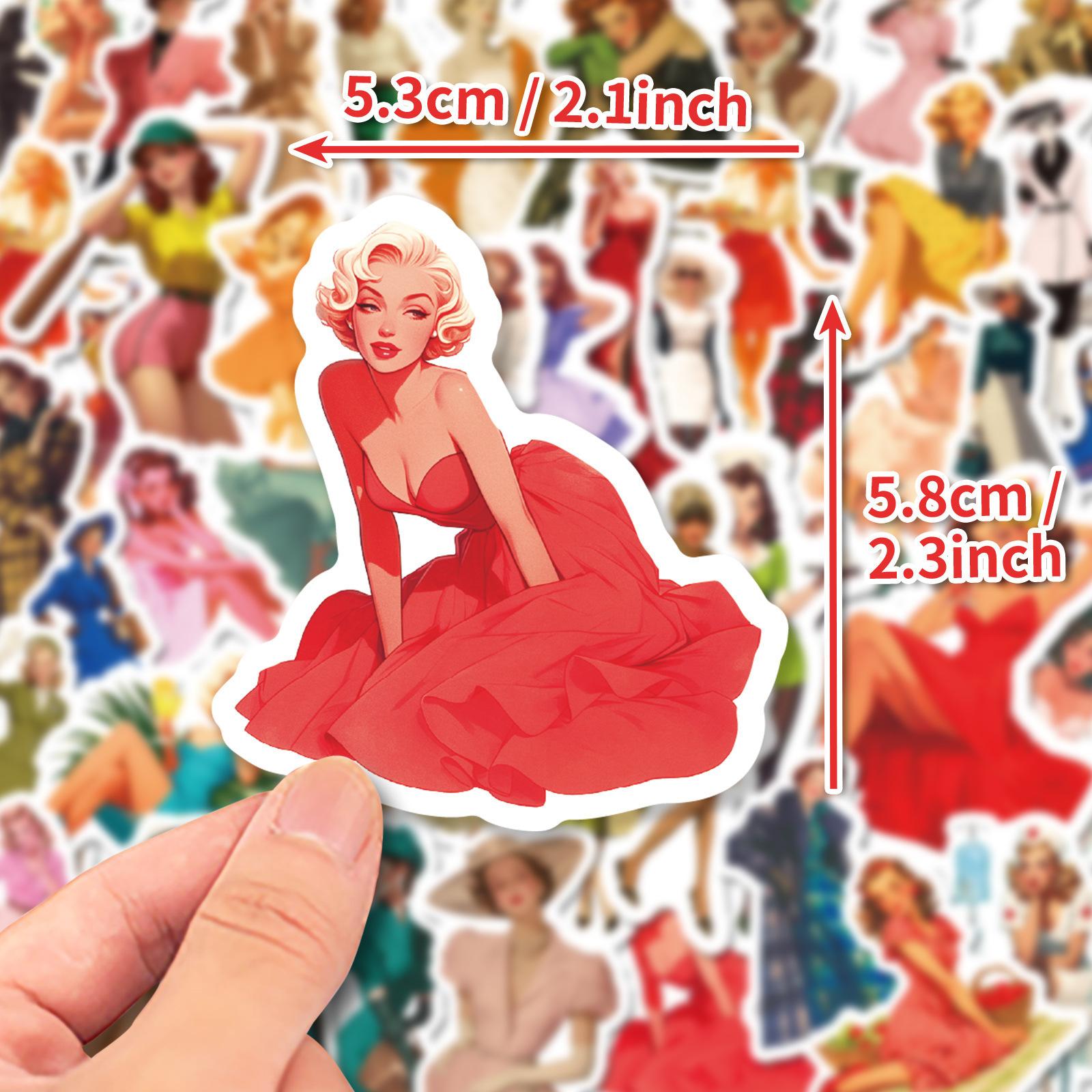 

50 Неповторяющихся наклеек в стиле ретро для девочек в европейском и американском стиле, украшают ноутбук, чемодан